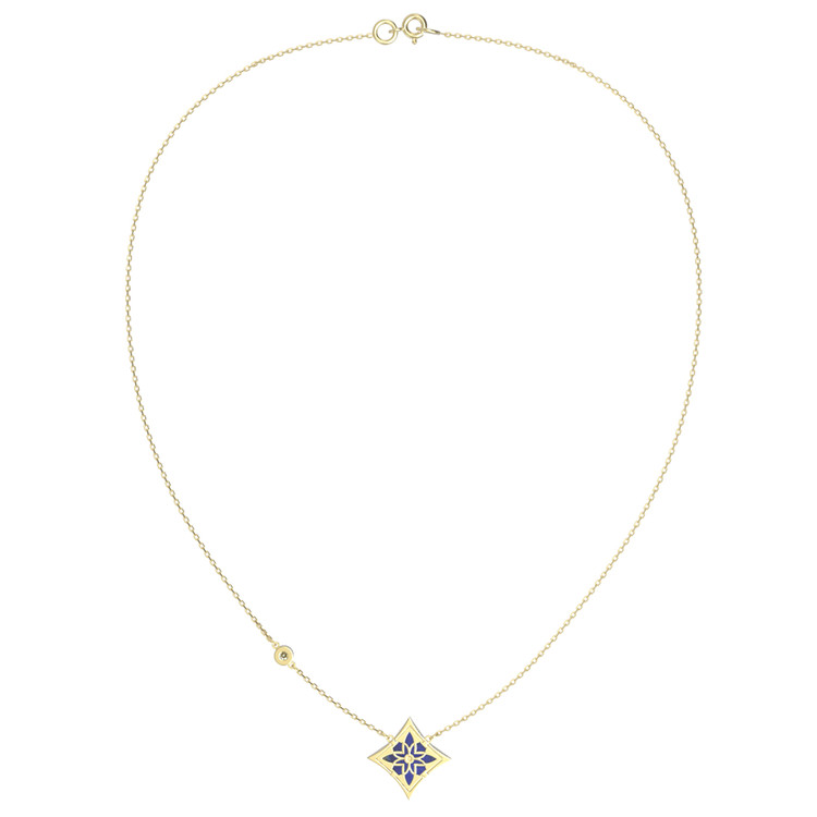 Колье из лимонного золота c бриллиантами и лазуритом