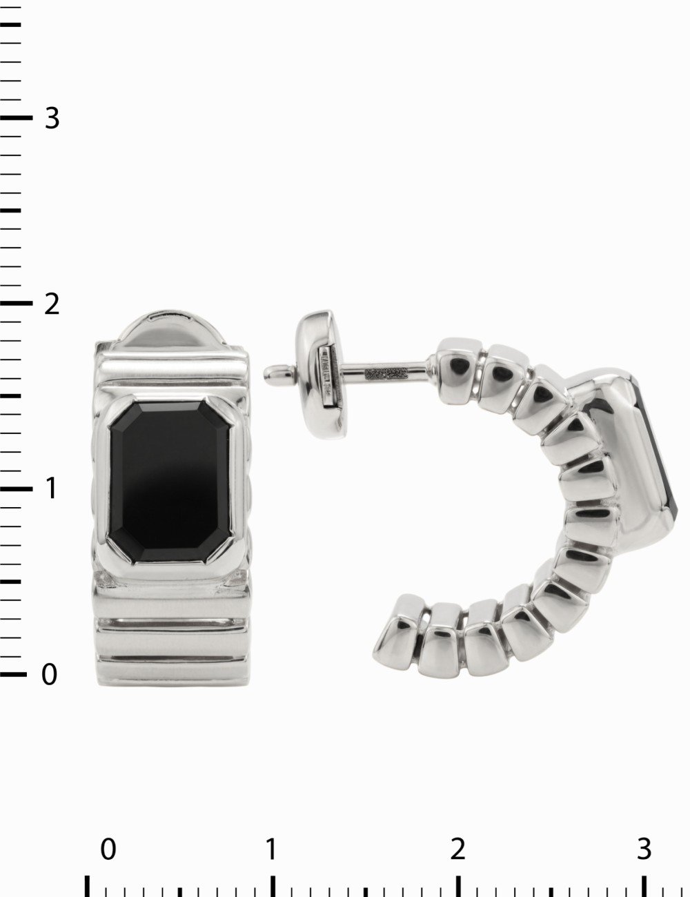 Серьги из белого золота 585 пробы c ониксом