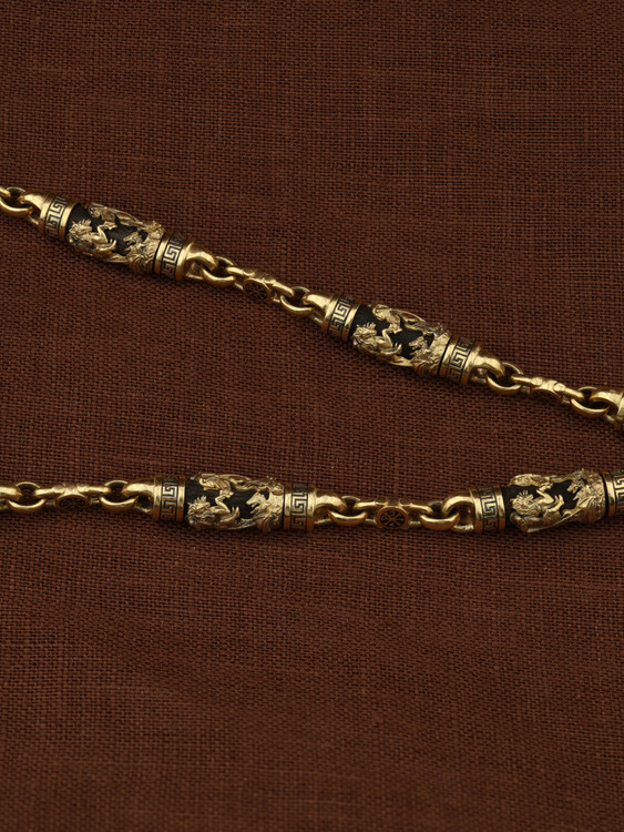 Цепь из лимонного золота c эмалью и эбеновым деревом