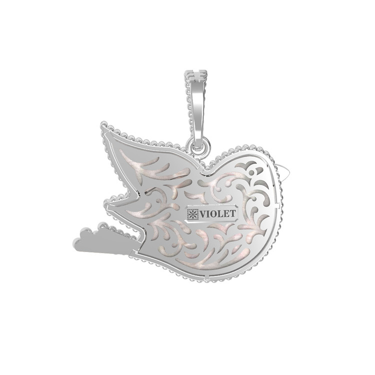 Подвеска из белого золота c эмалью и перламутром