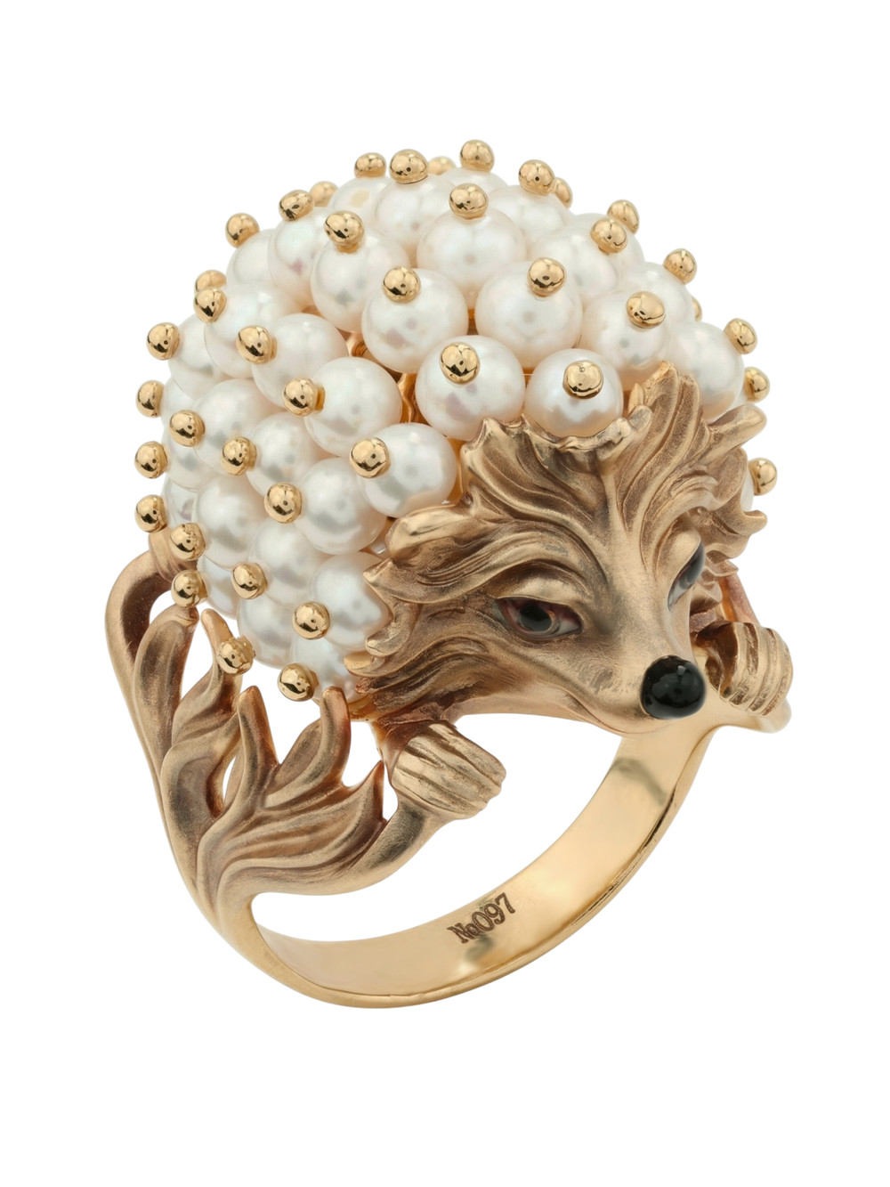 Кольцо из золота c эмалью и жемчугом