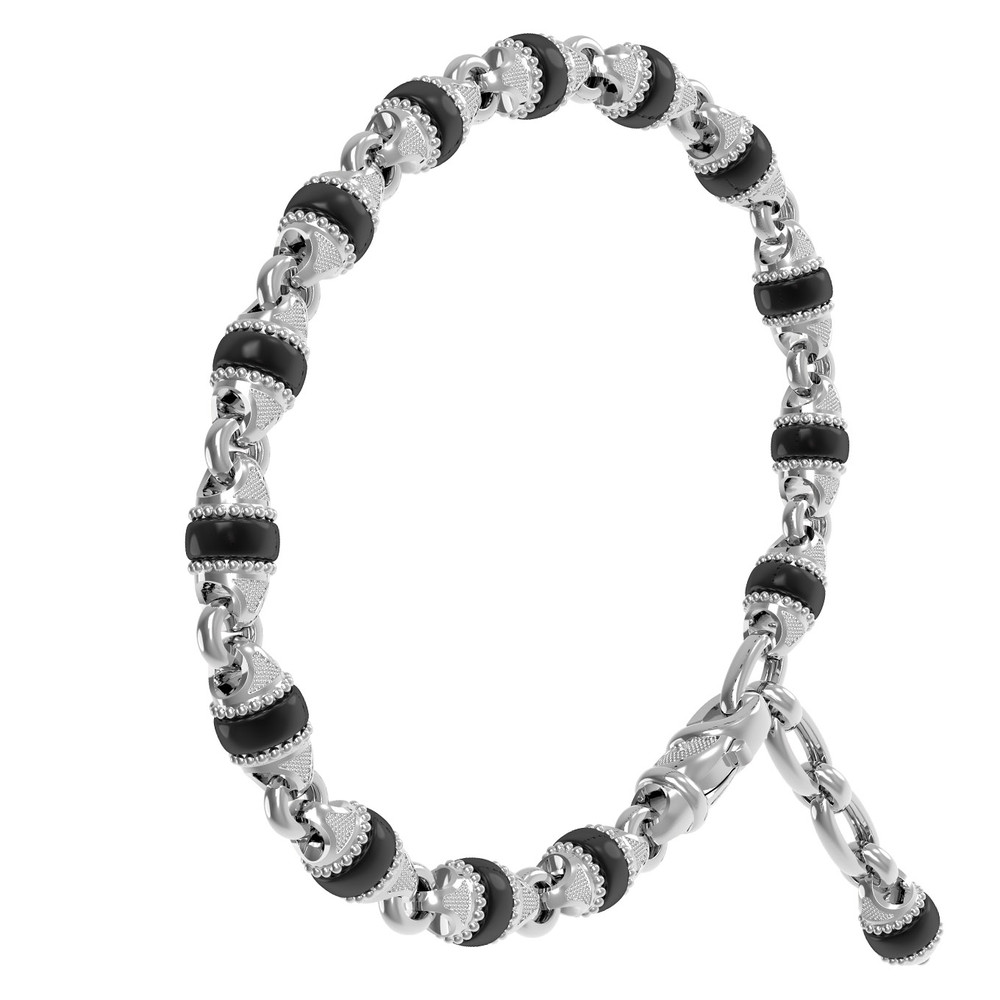 Браслет из белого золота c ониксом