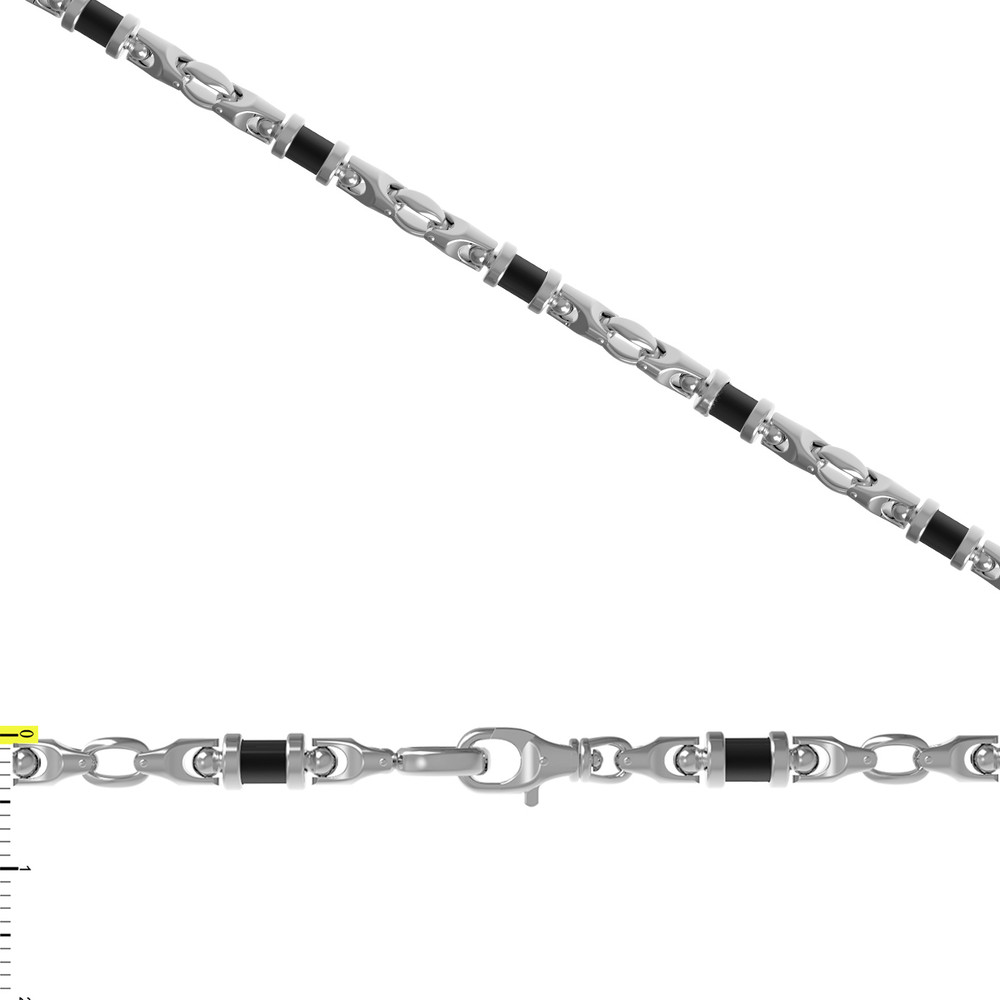 Цепь из белого золота c ониксом
