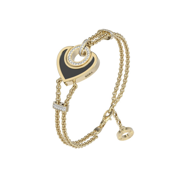 Браслет из лимонного золота c бриллиантами, ониксом и перламутром