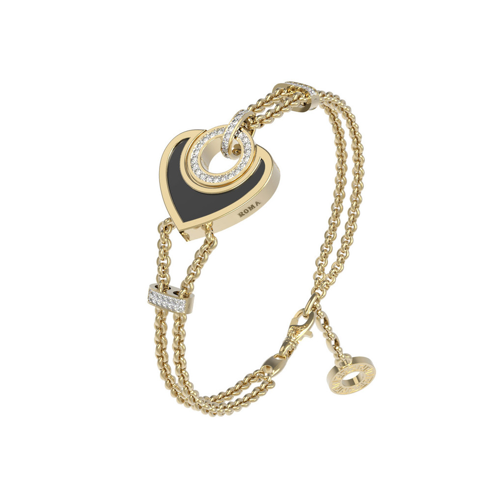 Браслет из лимонного золота c бриллиантами, ониксом и перламутром