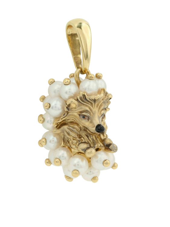 Подвеска из лимонного золота c эмалью и жемчугом