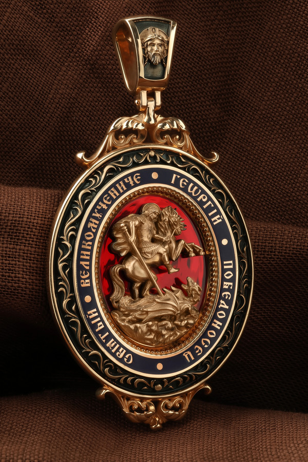 Образок из золота c эмалью