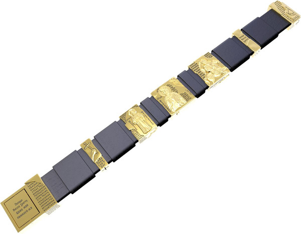 Браслет из лимонного золота c кожаным шнурком