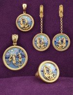 Серьги из лимонного золота 585 пробы c эмалью