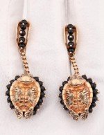 Серьги из золота 585 пробы c эмалью и ониксом