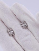 Серьги из белого золота 585 пробы c бриллиантами