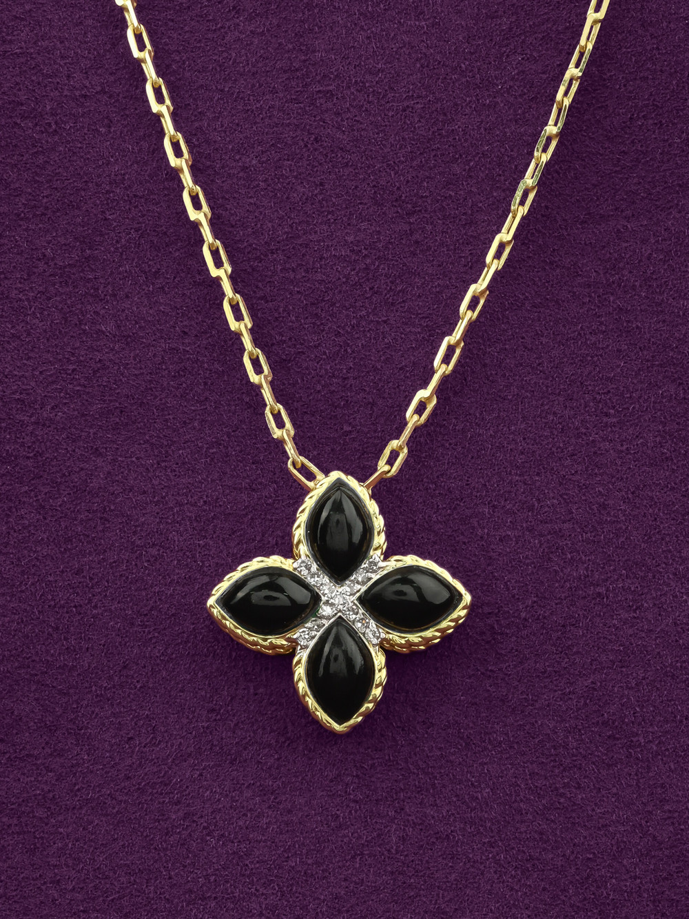 Колье из лимонного золота c бриллиантами и ониксом