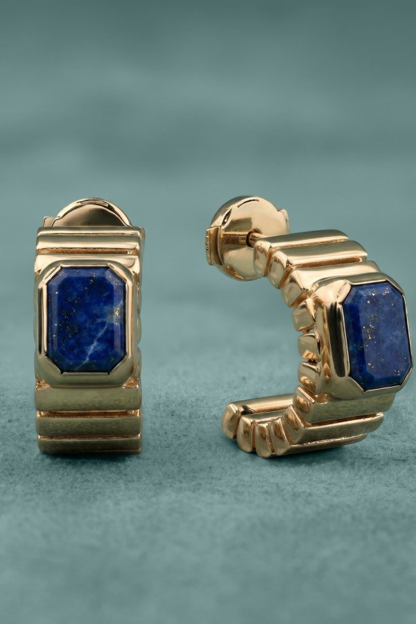 Серьги из золота 585 пробы c лазуритом