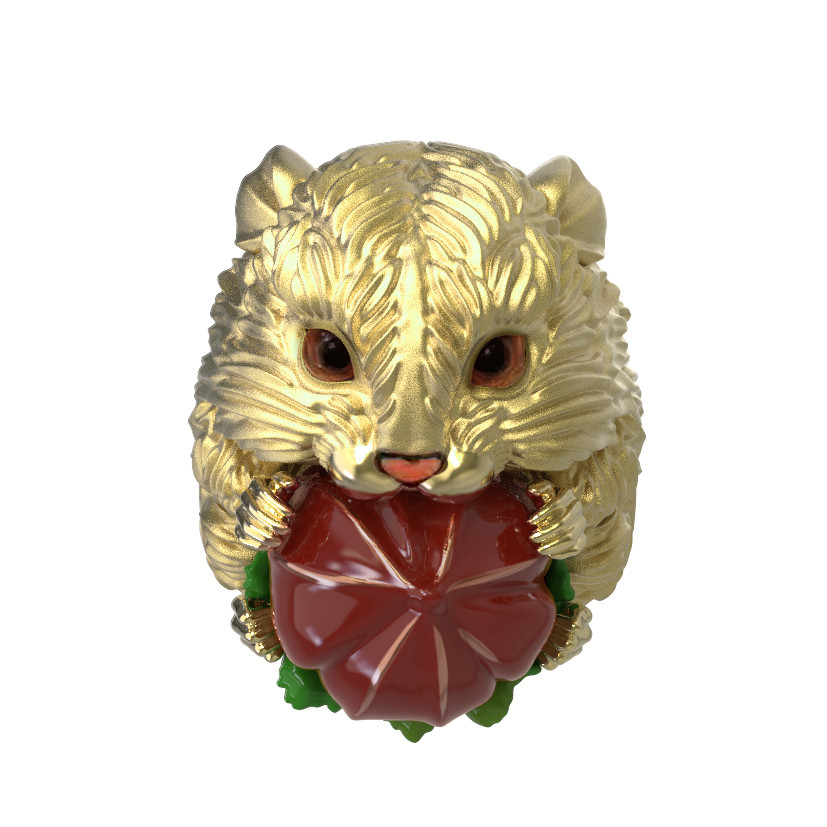 Кольцо из лимонного золота c эмалью