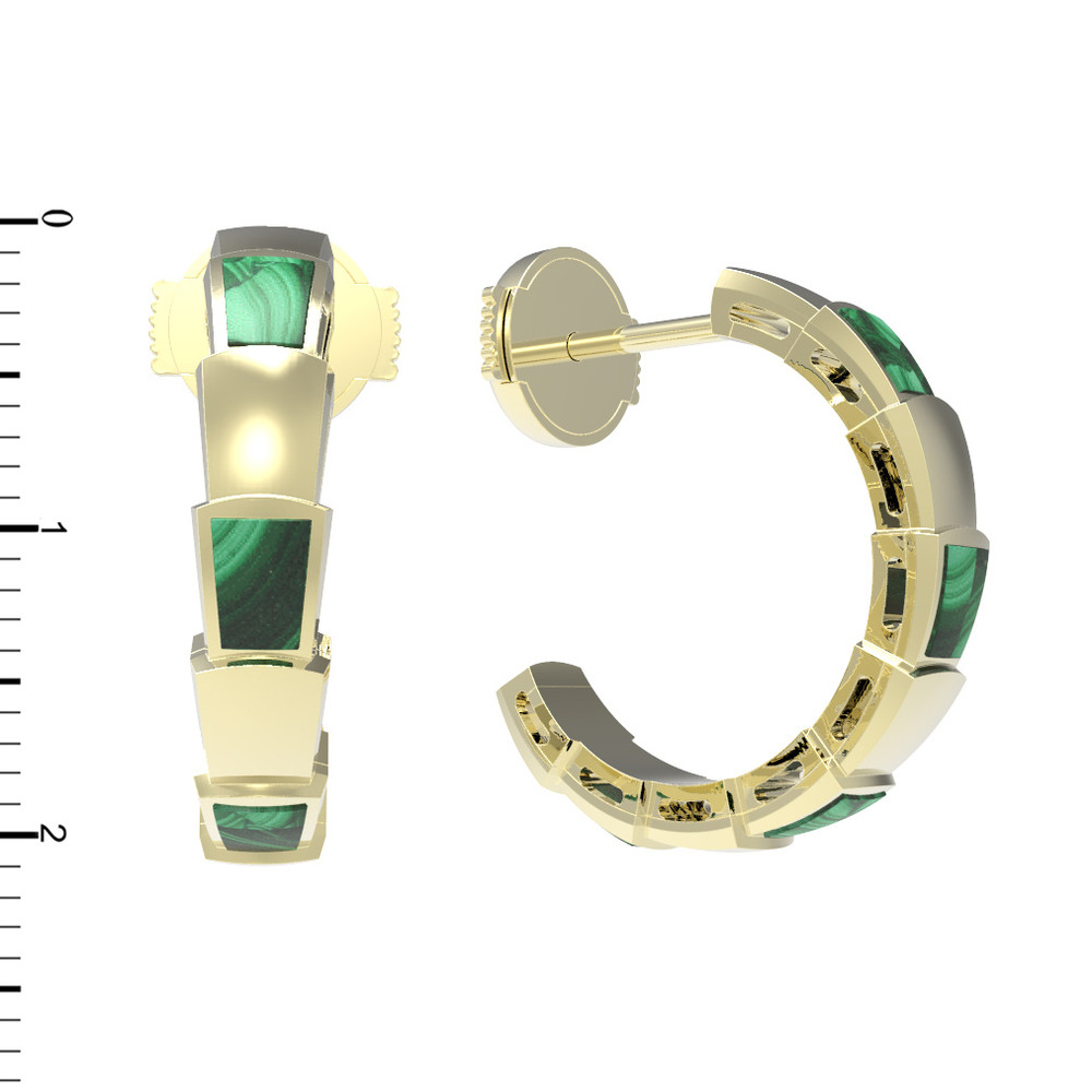 Серьги из лимонного золота c малахитом