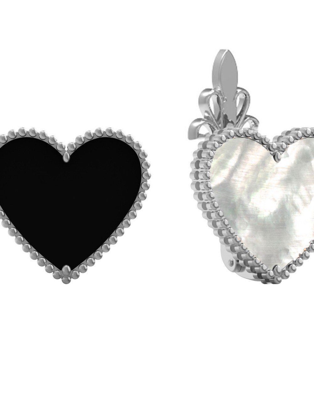 Серьги из белого золота c ониксом и перламутром