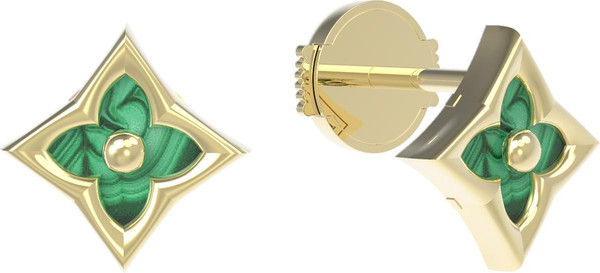 Серьги из лимонного золота c малахитом