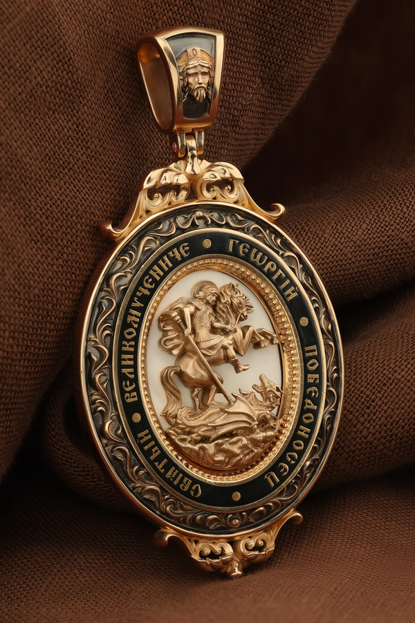 Образок из золота c эмалью