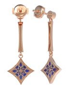 Серьги из золота 585 пробы c фианитом и лазуритом