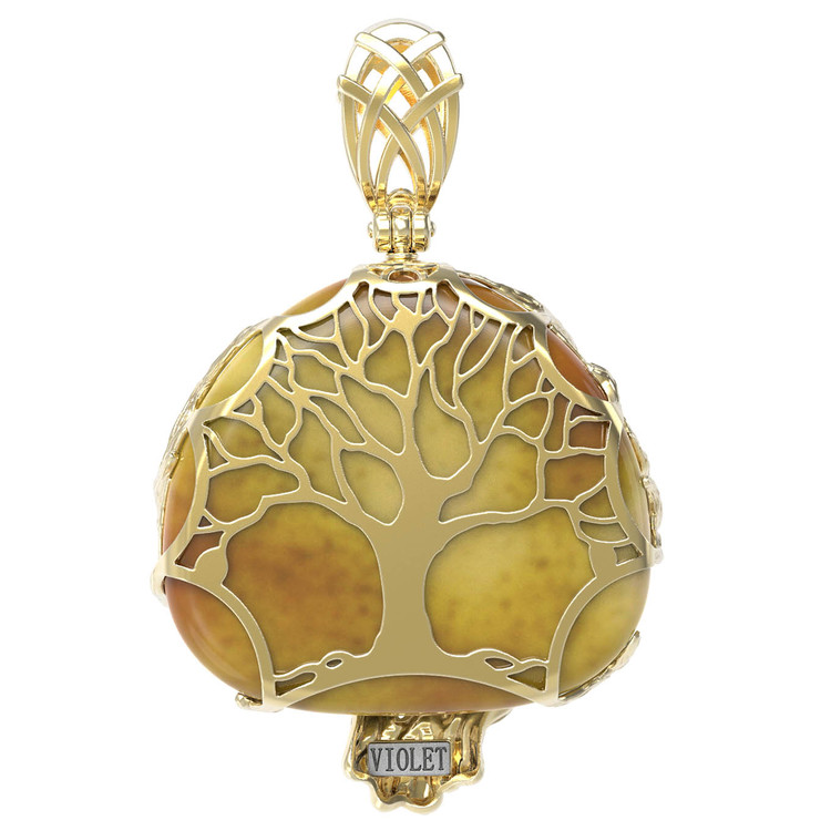 Подвеска из лимонного золота c росписным янтарём