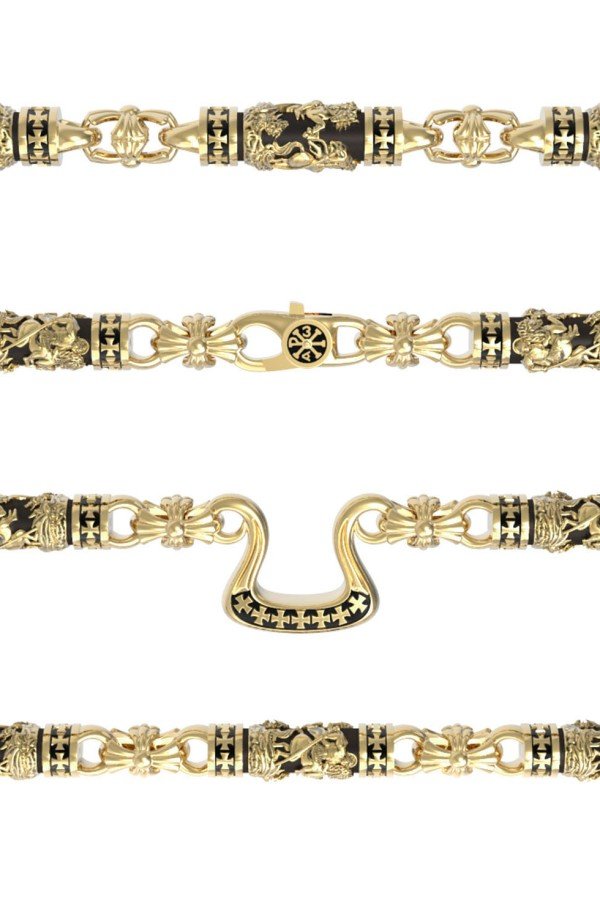 Цепь из лимонного золота c эбеновым деревом