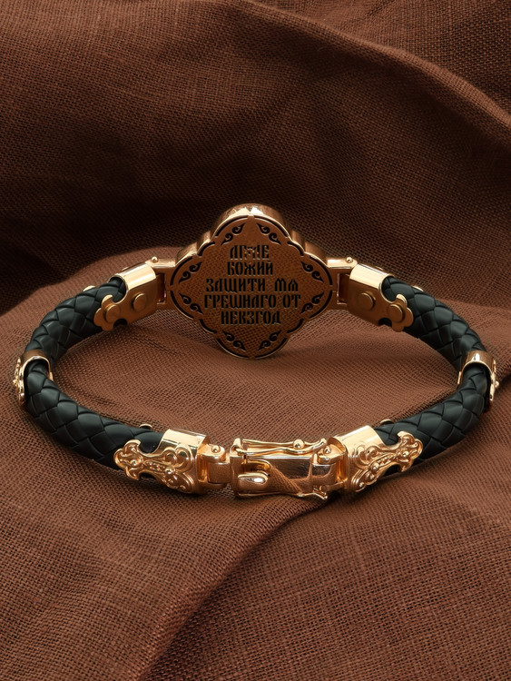 Браслет из золота c шнурком и ониксом