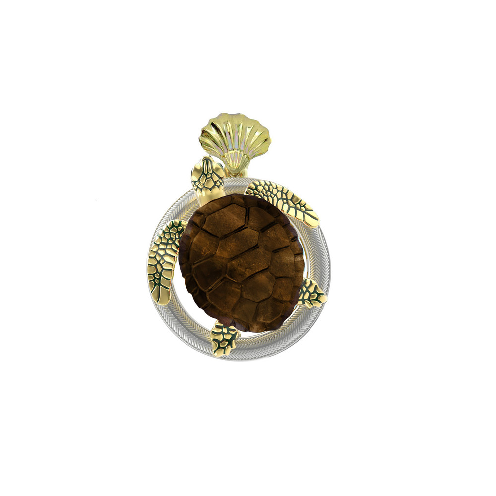 Подвеска из лимонного золота c эмалью и железным деревом