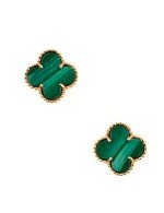 Серьги из золота 585 пробы c малахитом
