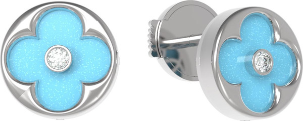 Серьги из белого золота c бриллиантами и бирюзой