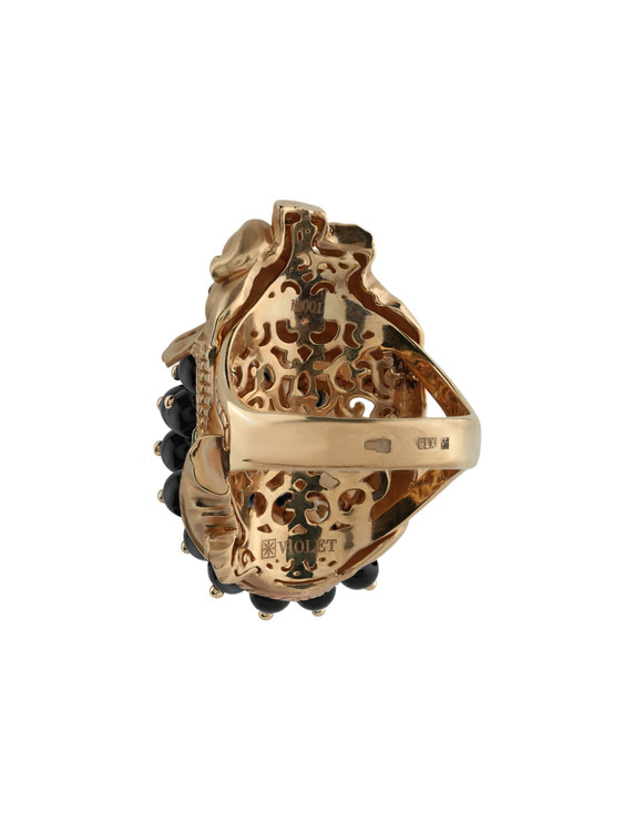 Кольцо из золота c эмалью и ониксом