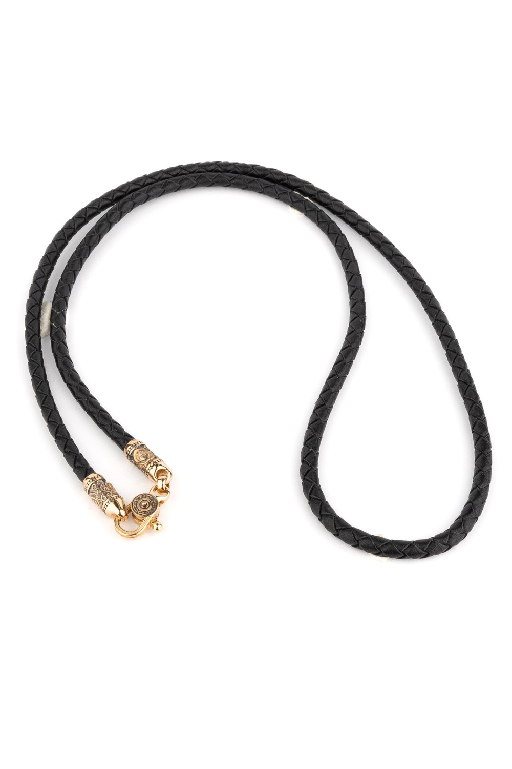 Гайтан из золота c кожаным шнурком