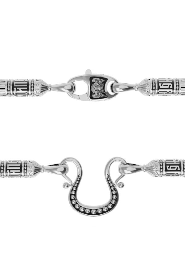 Гайтан из белого золота c кожаным шнурком