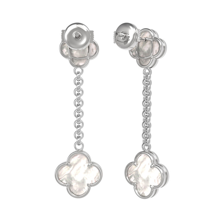 Серьги из белого золота c перламутром