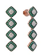 Серьги из золота 585 пробы c бриллиантами и изумрудом
