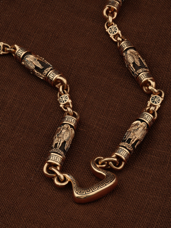 Цепь из золота c эмалью и эбеновым деревом