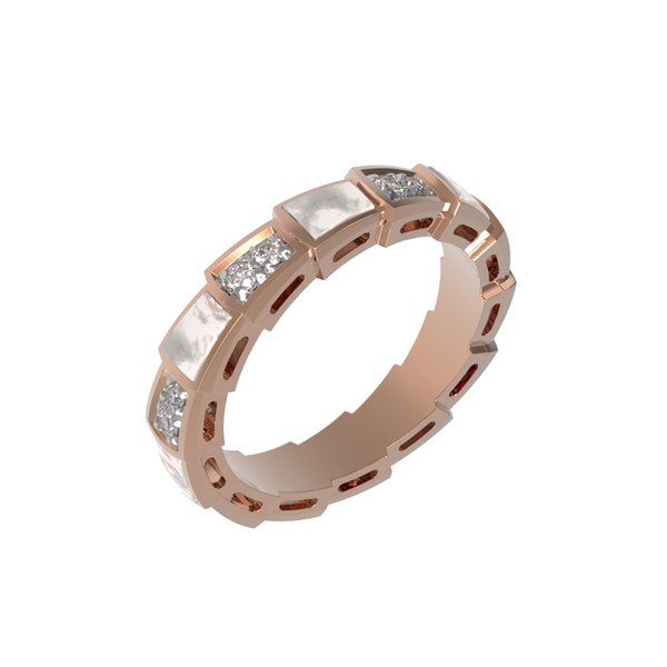 Кольцо из золота c бриллиантами и перламутром