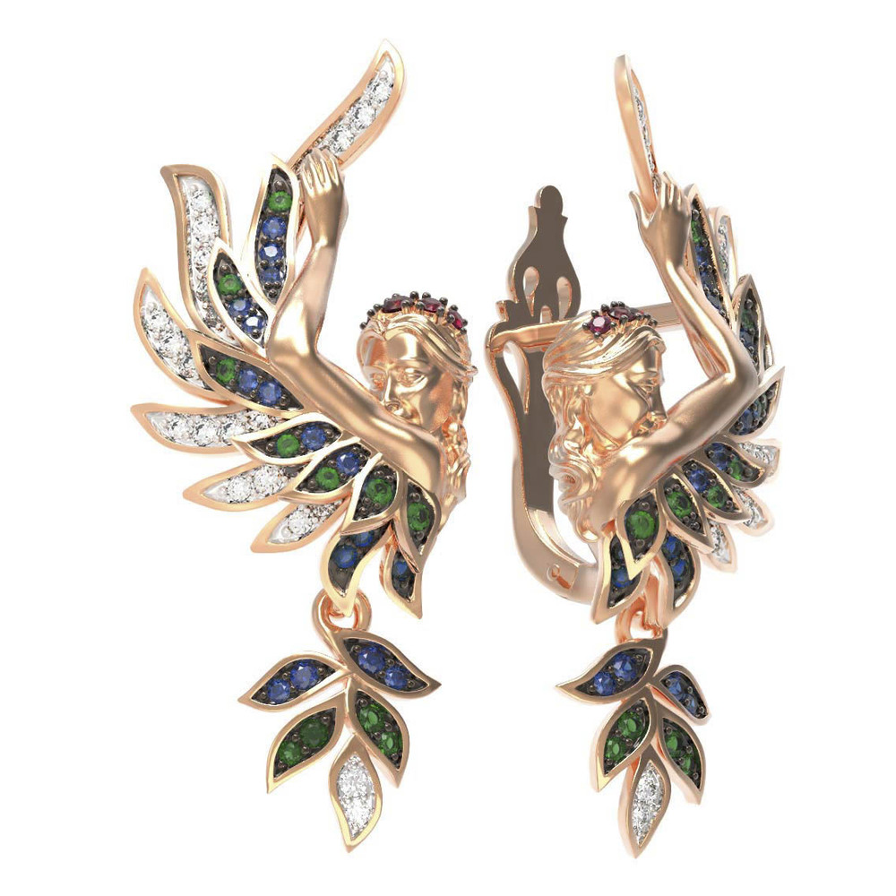 Серьги из золота c фианитом