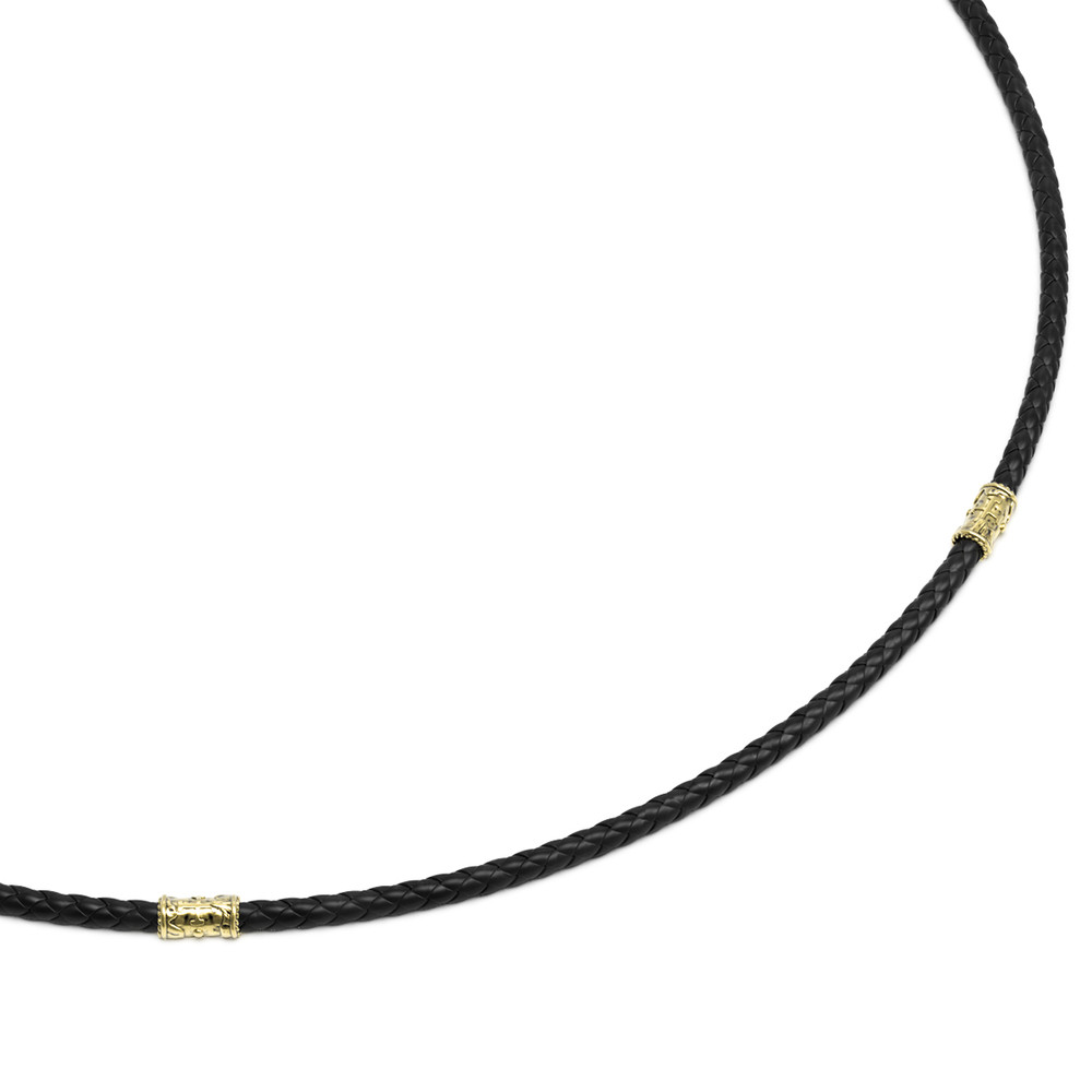 Гайтан из лимонного золота c кожаным шнурком