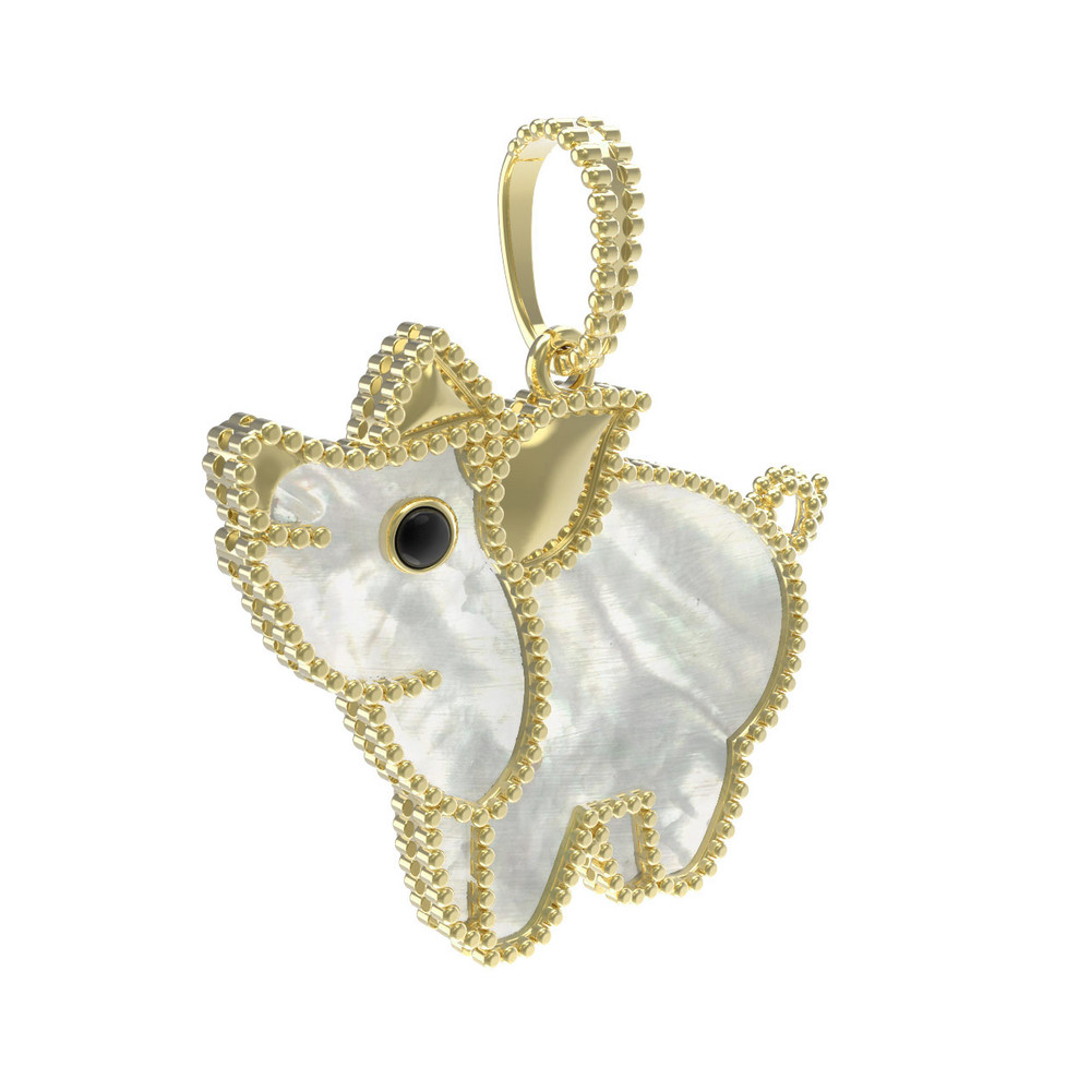 Подвеска из лимонного золота c эмалью и перламутром