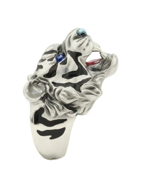 Кольцо из белого золота c эмалью