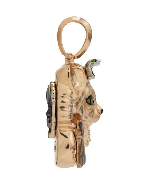 Подвеска из золота c эмалью, бриллиантами и рубином