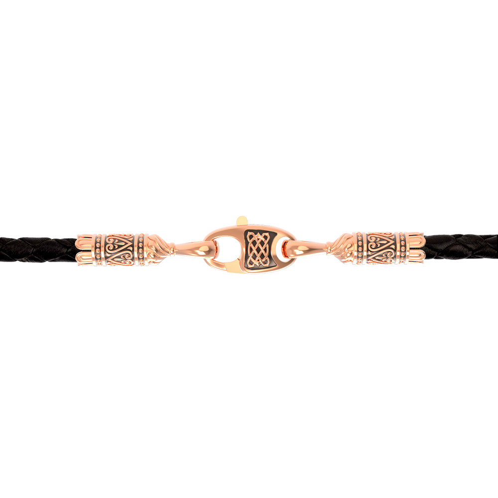 Гайтан из золота c кожаным шнурком