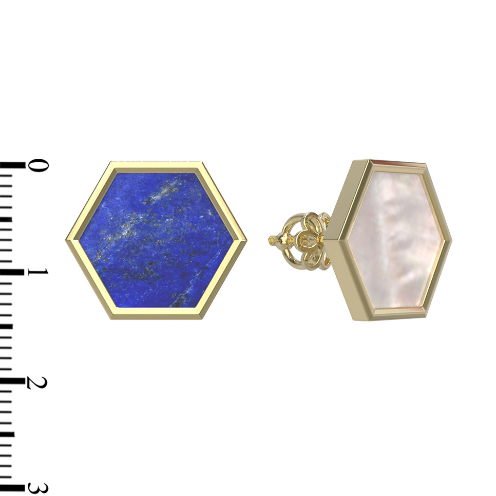 Серьги из лимонного золота c лазуритом и перламутром