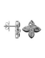 Серьги из белого золота 585 пробы c бриллиантами и ониксом