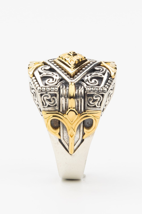 Кольцо из серебра и золота c рубином