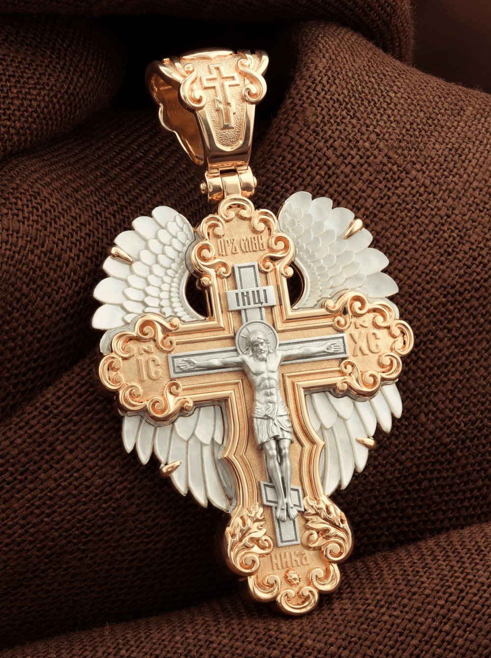 Крест из золота c перламутром