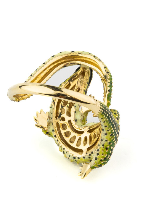 Кольцо из лимонного золота c эмалью