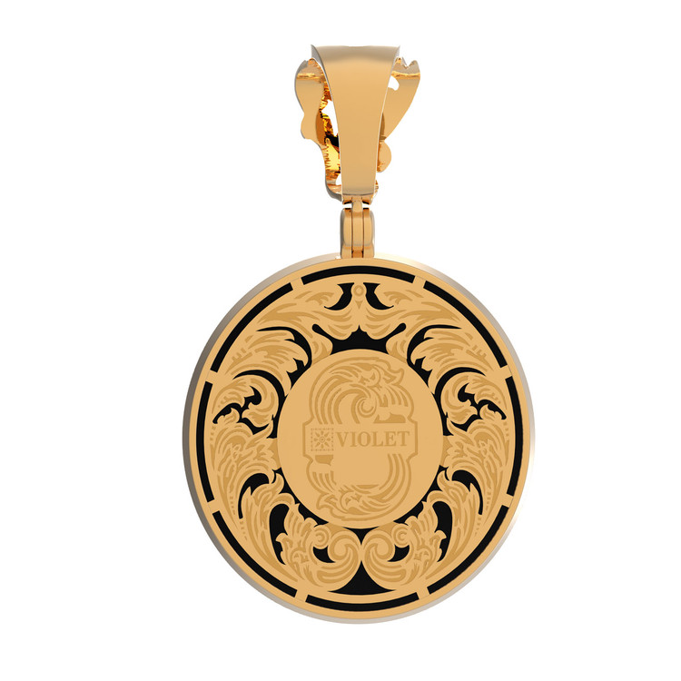 Подвеска из золота c эмалью и ониксом