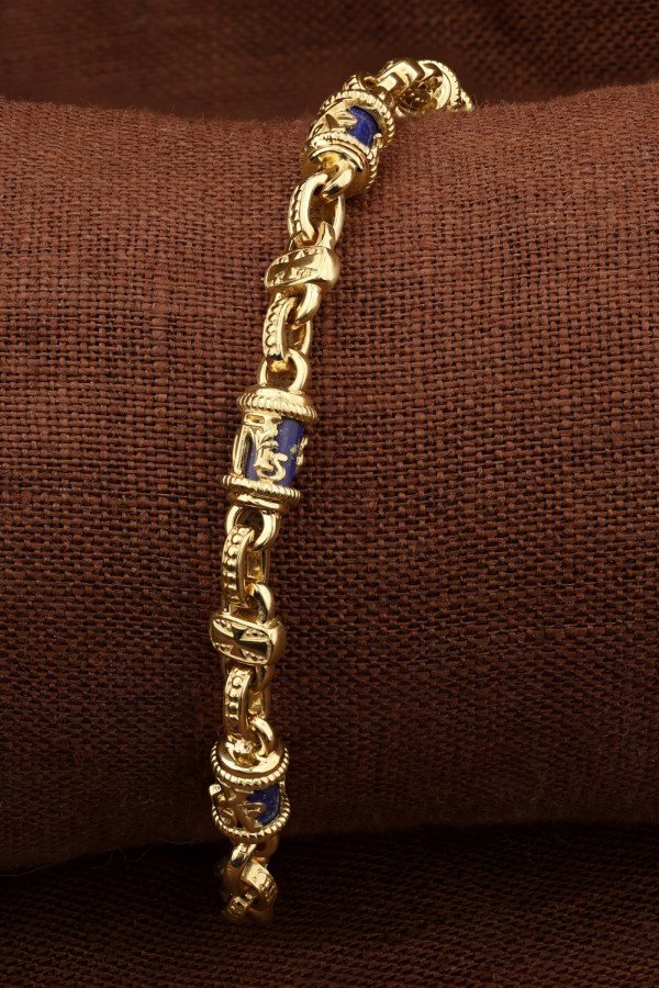 Браслет из лимонного золота c лазуритом