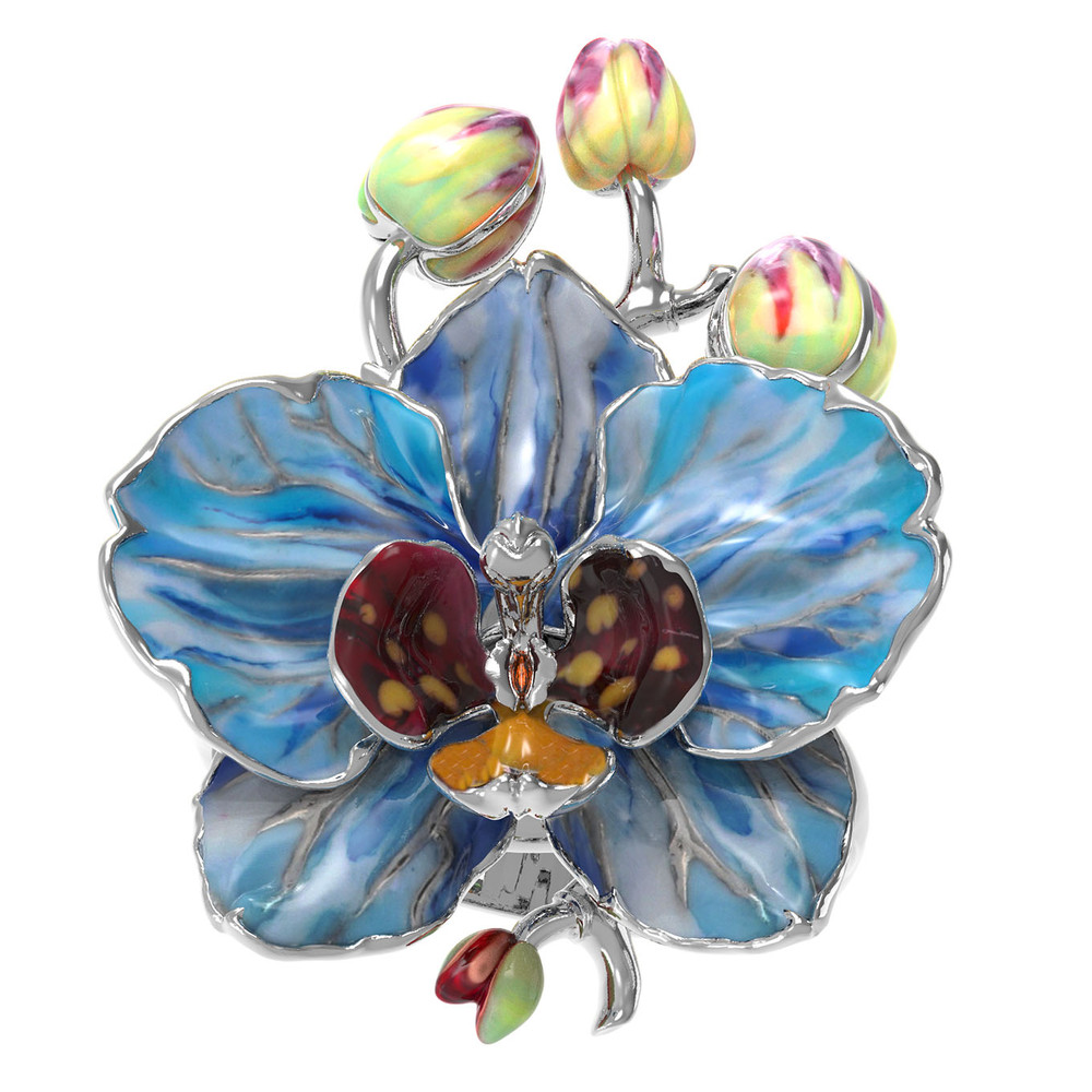 Кольцо из белого золота c эмалью